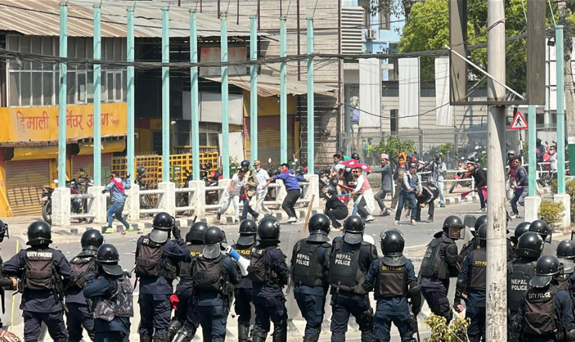 Tensions Escalate in Tinkune as Police Deploy Tear Gas, Water Cannons to Disperse Protesters